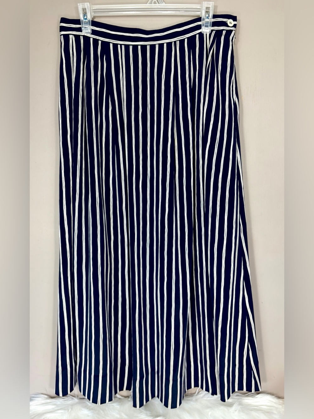 PORTS International Navy & White Striped Maxi Skirt
